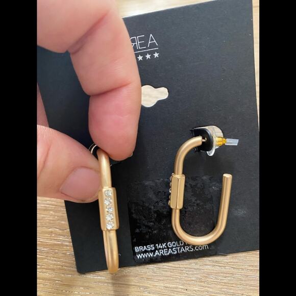 NEW AREA Brass 14 K gold plated earrings - Picture 2 of 2